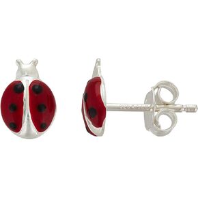 DECADENCE Sterling Silver Multi Petite Enamel Stud Earrings for Women and Girls | Teddy Bear Daisy Butterfly Ball Lady Bug Irish Clover Moon Star Fish Dolphin Heart | Regular and Drop Dangle Studs