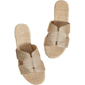Verdusa Women's Cut Out Flat Sandals Open Toe Summer Sandals Slip On Slides