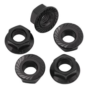 M10-1.5 (20 Pack) Stainless Steel Serrated Flange Hex Nuts, Metric Flange Hex Nuts, Stainless Steel 304 (18-8), UNC Coarse Thread, Black Coated