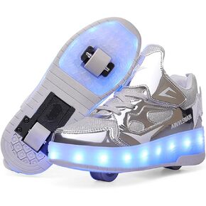 Roller Skate Shoes for Boys and Girls Kids LED Light Up Fashion Sneakers with Rechargeable and Detachable Wheels The Gift for Party Birthday Christmas Day
