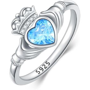 Claddagh Rings for Women 925 Sterling Silver Claddagh Heart Rings Claddagh Wedding Rings Jewelry Valentine's Day Gifts for Wife Girlfriends(Ring Size 6-9)