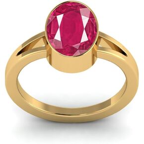 10.00 Ratti Natural Ruby Manik Gemstone July Birthstone Panchdhatu Gold Ring For Women & Men's
