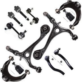 SCITOO 12-PC Suspension Kit Replacement fit for Honda for Accord 03-06 Upper Lower Control Arm and Ball Joint Inner Outer Tie Rod End Sway Bar End Link Auto Parts