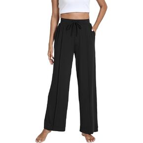 GYS Women's Bamboo Viscose Pajama Pants - Comfy Stretch Sleep Pants, Drawstring Palazzo Wide Leg Lounge Sweatpants
