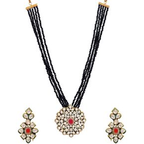 Crunchy Fashion Traditional Indian Wedding/Bridal Wear Faux Kundan Studded Pearl Choker Necklace, Earrings with Maang Tikka Set ethnic bollywood jewelry Jewelry sets for women
