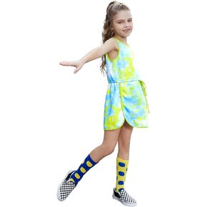 Perfashion Girls T-Shirt Dress Drawstring Waist Tank Dress Terry Sundress with Pockets for 4-13 Years
