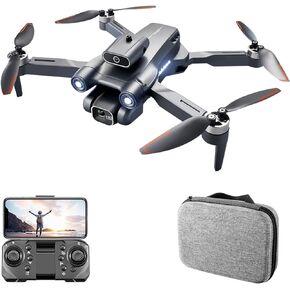 Remote Control Drone with Daul Camera 6K Foldable Remote Control Quadcopter with Function Obstacle Avoidance Optical Positioning Gesture Photography with Storage Bag 3 Battery