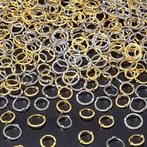 200PCS Double Hole Bead Round Frames Links Connectors Gold & Silver Brass Bead Ring Shaped Metal Two Hole Circle Beads Frame for DIY Beading & Jewelry Making (2 Sizes-8/10 mm)