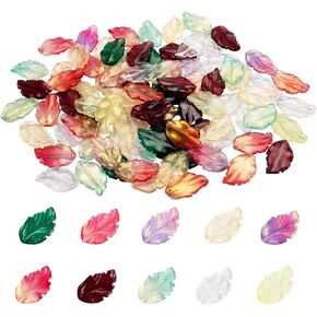 X Hot Popcorn 100PCS Czech Glass Leaf Bead Charms Leaf Shape Crystal Beads Cute Charms Earring Charms for DIY Necklace Jewelry Crafts Making