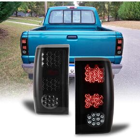 مصابيح خلفية Nixon للطرق الوعرة لسيارة Ford Ranger 2001 2002 2003 2004 2005 مصابيح خلفية LED مصابيح خلفية للسيارة بديلة زوج واحد (غطاء أسود غير لامع/عدسة دخان)