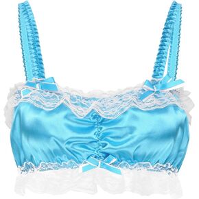 Satini Sissy Frilly Lace Fitted Silky Satin Lingerie Bralette