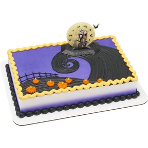DecoSet® Disney Tim Burton's The Nightmare Before Christmas Cake Topper, 2-Piece Decoration Set Featuring Jack Skellington & Sally And Glow In The Dark Moon
