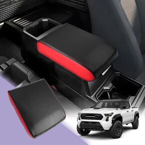 LUWU for 2024 Toyota Tacoma Center Console Cover 2024 Toyota Tacoma Accessories Tacoma Armrest Cover Tacoma Center Console Pad Tacoma SR/SR5/TRD Sport/Limited Armrest Console Cover Soft Leather(Black)