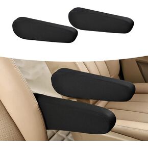 2 PCS Car Center Console Armrest Covers, Durable Soft Elastic Fabric Car Elbow Support Cushion, Universal Comfort Armrest Decorative Protective Pad for Cars, Trucks, SUVs, and Vans (Beige)