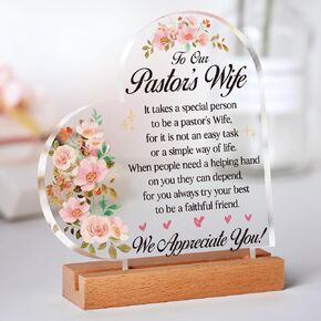 Pastor's Wife Appreciation Gifts - Plaque with Wooden Stand, Gifts for Women, Unique Christmas Christian Birthday Gift for Preacher's Wife