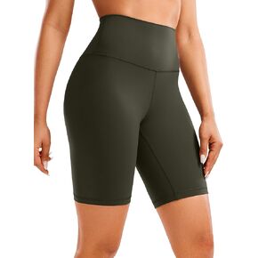 شورت CRZ YOGA للسيدات Butterluxe Biker مقاس 8 بوصات - شورت عالي الخصر للتمرين والجري وكرة الطائرة واليوجا من الألياف اللدنة باللون الأخضر الزيتوني مقاس كبير in Saudi Arabia
