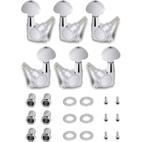 Bogart Sealed String Tuning Pegs Tuning Keys Grover Machine Heads Tuners for Electric Guitar or Acoustic Guitar Half Round 3 Left 3 Right Chrome. (TP 06-CR-3L 3R)