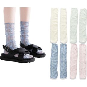 Sheer Socks Womens Floral Embroidered Flower Slouch Cute Ankle Sock Thin Crew Size5-10