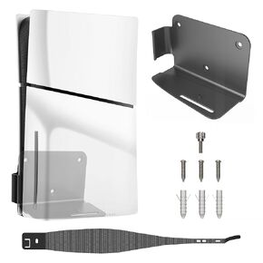 syiniix PS5 Slim Wall Mount Kit (Disc & Digital), Upgrade 2 In 1 Aluminum Wall Mount Bracket, with PS5 Slim Console Dust Cover Net, Dustproof PS5 Slim Heatsink Barrier Pets Hair Anti-dust Cover Black