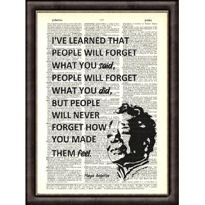 Maya Angelou Quotes Wall Art for Office Home Positive Inspirational DICTIONARY ART PRINT Black Woman History African American Upcycled Vintage Wall Decor Handmade Art Prints ArtWork - Unframed