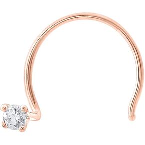FINEROCK 0.03 to 1/10 Carat 4-Prong Solitaire Diamond Nose Pin Stud in 18K Gold (SI1-SI2 Clarity)