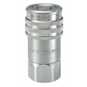 Parker Hannifin FEM-751-12FO-NL Series FEM Steel Non-Spill Flush Face Hydraulic Quick Coupler, Push-to-Connect, 3/4" Body Size, 1 1/16"-12 UNF Port End, 3.95" Length