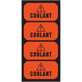 Coolant Sticker | | Antifreeze Sticker - Heavy-Duty, Weatherproof, Ultra Durable – USA Made (2x1 inch), 4 Labels