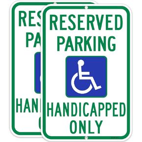 1 Pack Large Reserved Parking Sign, Handicap Parking Sign with Wheelchair Picture, 18x12 inches, Reflective Aluminum, Fade/Rust Resistant