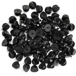 100 PCS Rubber Pin Backs, Lapel Pin Backs PVC Rubber Pin Backs Pin Safety Backs for Brooch Tie Hat Badge Insignia Lapel Pin Backings Pin Cap Keepers Replacement for Uniform Badges Black