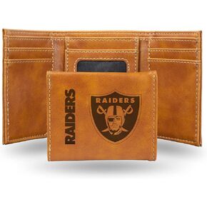 Rico Industries NFL Las Vegas Raiders Laser Engraved Brown Tri-Fold Wallet - Men's Accessory
