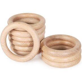 FoDau770 10pcs Natural Beech Wooden Rings, Unfinished Solid Wood Rings Heavy Duty Wood Circles, Macrame Craft Circles for Party, Home Decor & DIY Making - Outer Diameter: 3-3/4 Inch