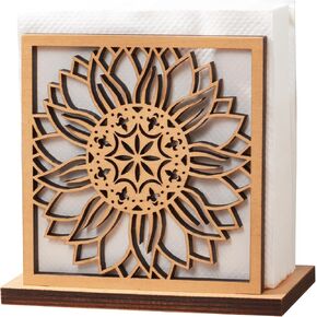 Wood Napkin Holder – Wooden Napkin Holder for Table – Sunflower Paper Napkin Holder – Freestanding Napkin Dispenser for Home, Kitchen, Restaurant, Cafe, Party – Modern Napkin Organizer in Saudi Arabia