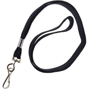 Specialist ID Black 3/8" Flat Braid Woven Lanyard with Nickel-Plated Steel Swivel Hook SPID-2201, Sold Individually