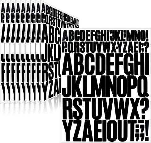 780 Pieces 10 Sheets Letter Stickers,Vinyl Mailbox Alphabet Stickers,Self Adhesive Waterproof Decals for Mailbox,Bulletin Board,Window,Door,Sign,Address(1In&2In Black) in Saudi Arabia
