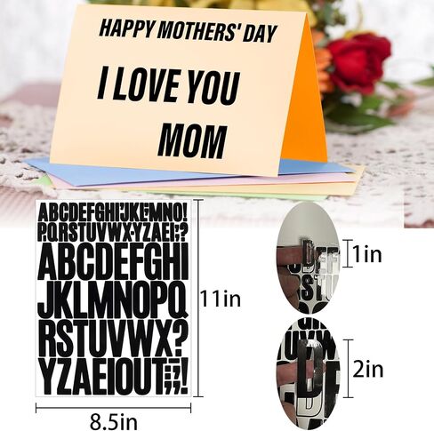 780 Pieces 10 Sheets Letter Stickers,Vinyl Mailbox Alphabet Stickers,Self Adhesive Waterproof Decals for Mailbox,Bulletin Board,Window,Door,Sign,Address(1In&2In Black) in Saudi Arabia