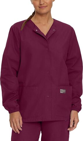 Landau Scrub Zone Relaxed Fit 2-Pocket Snap-Front Scrub Jacket for Women 75221 in Saudi Arabia