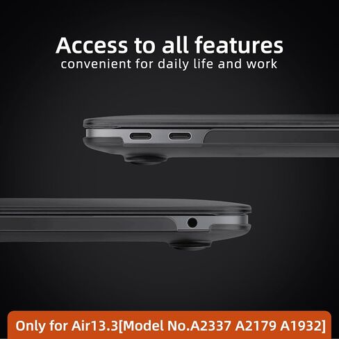 Case for MacBook Air 13 inch (2022/2021/2018 Release,M1 A2337 A2179 A1932),Transparent Hard Shell Case for Mac Air 13.3 with Touch ID, Matte Dark Grey in Saudi Arabia