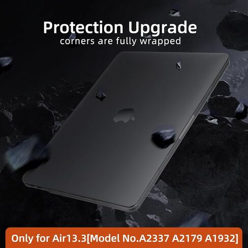 Case for MacBook Air 13 inch (2022/2021/2018 Release,M1 A2337 A2179 A1932),Transparent Hard Shell Case for Mac Air 13.3 with Touch ID, Matte Dark Grey in Saudi Arabia