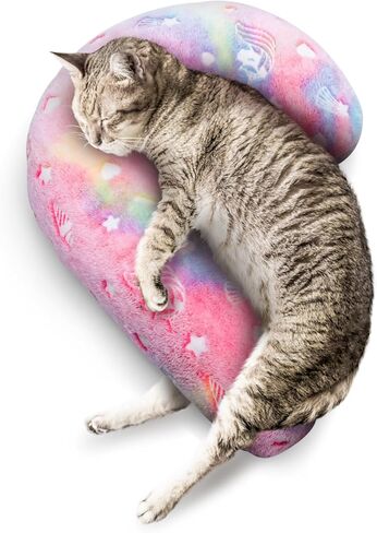 Dog Calming Pillow, Glow in The Dark Dog Throw Pillow, Soft J-Shaped Pillow for Cat & Dog, Machine Washable Pet Calming Toy for Joint Relief Sleeping Improve-L in Saudi Arabia