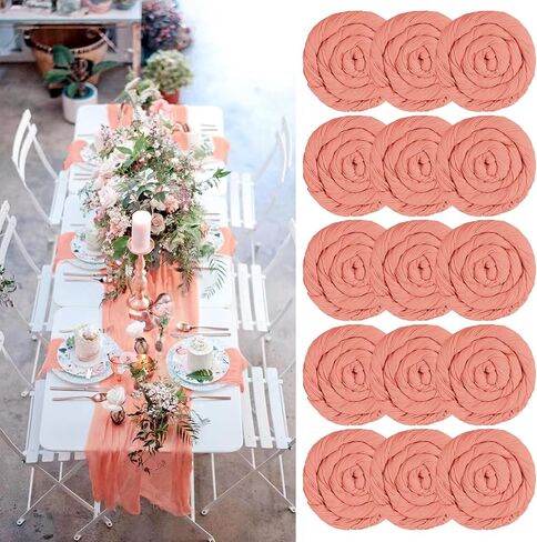 15 Packs Cheesecloth Table Runner Orange,10 Ft Burnt Orange Rustic Gauze Boho Wedding Table Runner Decoration,Wedding Table Decor Table Cloth for Wedding Party Bridal Shower Table,21.5x120in in Saudi Arabia