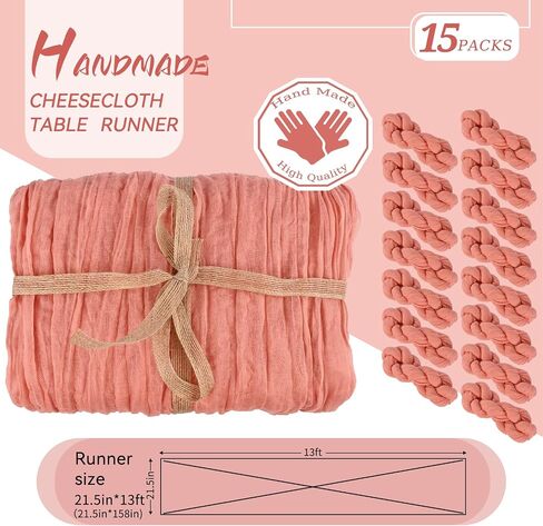 15 Packs Cheesecloth Table Runner Orange,10 Ft Burnt Orange Rustic Gauze Boho Wedding Table Runner Decoration,Wedding Table Decor Table Cloth for Wedding Party Bridal Shower Table,21.5x120in in Saudi Arabia