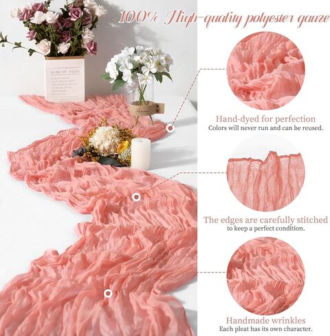 15 Packs Cheesecloth Table Runner Orange,10 Ft Burnt Orange Rustic Gauze Boho Wedding Table Runner Decoration,Wedding Table Decor Table Cloth for Wedding Party Bridal Shower Table,21.5x120in in Saudi Arabia