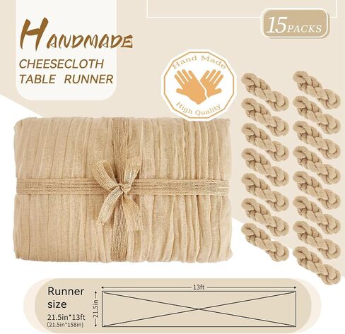 15 Packs Cheesecloth Table Runner Orange,10 Ft Burnt Orange Rustic Gauze Boho Wedding Table Runner Decoration,Wedding Table Decor Table Cloth for Wedding Party Bridal Shower Table,21.5x120in in Saudi Arabia