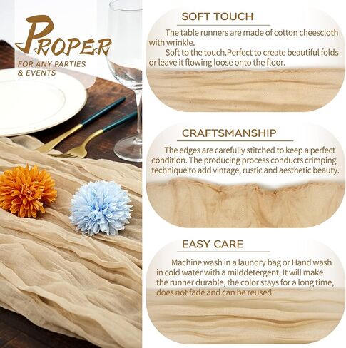 15 Packs Cheesecloth Table Runner Orange,10 Ft Burnt Orange Rustic Gauze Boho Wedding Table Runner Decoration,Wedding Table Decor Table Cloth for Wedding Party Bridal Shower Table,21.5x120in in Saudi Arabia