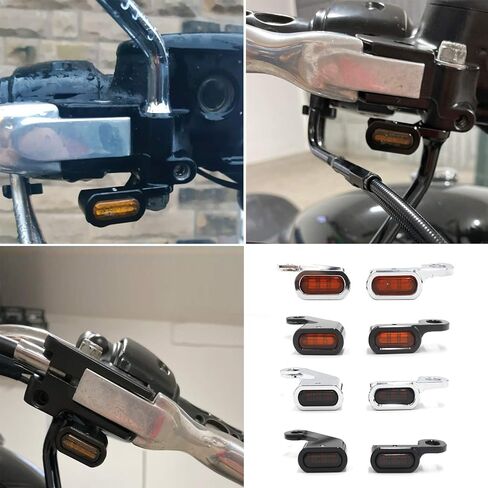 2PCS LED Turn Signals Flowing Handlebar Brake Clutch Marker Light Motorcycle Mini Blinkers Indicator for Harley Touring Electra Glide Softail Slim FLS(Black&Orange) in Saudi Arabia