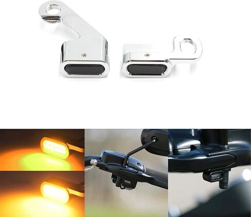 2PCS LED Turn Signals Flowing Handlebar Brake Clutch Marker Light Motorcycle Mini Blinkers Indicator for Harley Touring Electra Glide Softail Slim FLS(Black&Orange) in Saudi Arabia