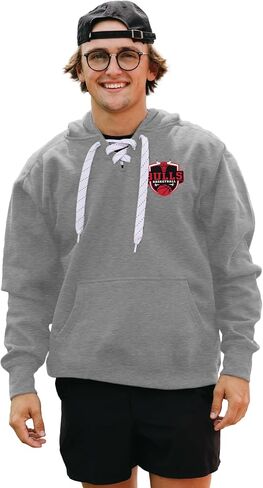 Blue 84 Men's NBA Officially Licensed Lace Up Hooded Sweatshirt Graphite in Saudi Arabia