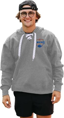 Blue 84 Men's NBA Officially Licensed Lace Up Hooded Sweatshirt Graphite in Saudi Arabia