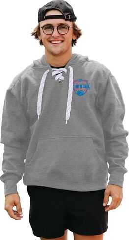 Blue 84 Men's NBA Officially Licensed Lace Up Hooded Sweatshirt Graphite in Saudi Arabia