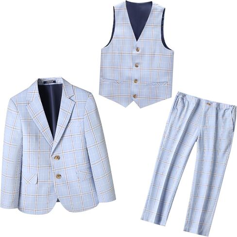 الأولاد بذلة سهرة حجم 4-16 منقوشة شريطية فستان بدلة سترة للأولاد 3 قطعة تويد مقلمة سليم صالح الدعاوى مجموعة in Kuwait